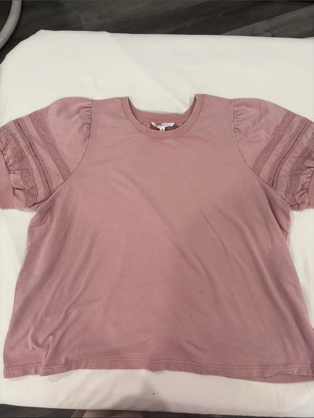 Jane and Delancey Dusty Rose Puff Sleeve Tee